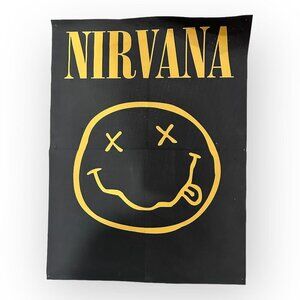 Nirvana Smiley Face Poster, 24x35 Inches, Black & Yellow, Dorm Wall Decoration